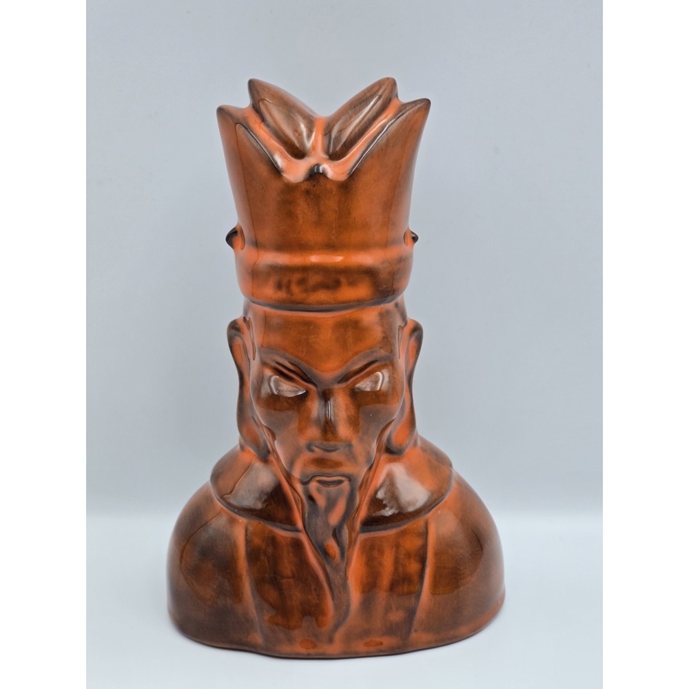 Vintage 1960's Art Pottery - Asian Man, Orange, Ceramic‎  Mold, Shelf Sitter